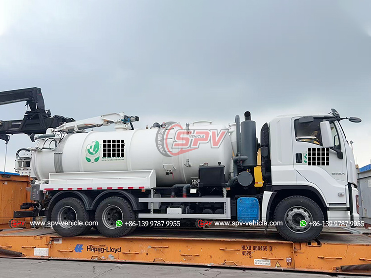 ISUZU 14000 Litres Combined Vacuum Jetting Truck Loaded onto Frame Container